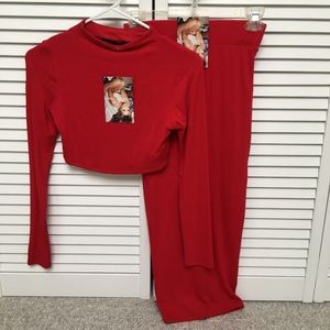 Naked Wardrobe 2 Piece Set, Red, Size Small